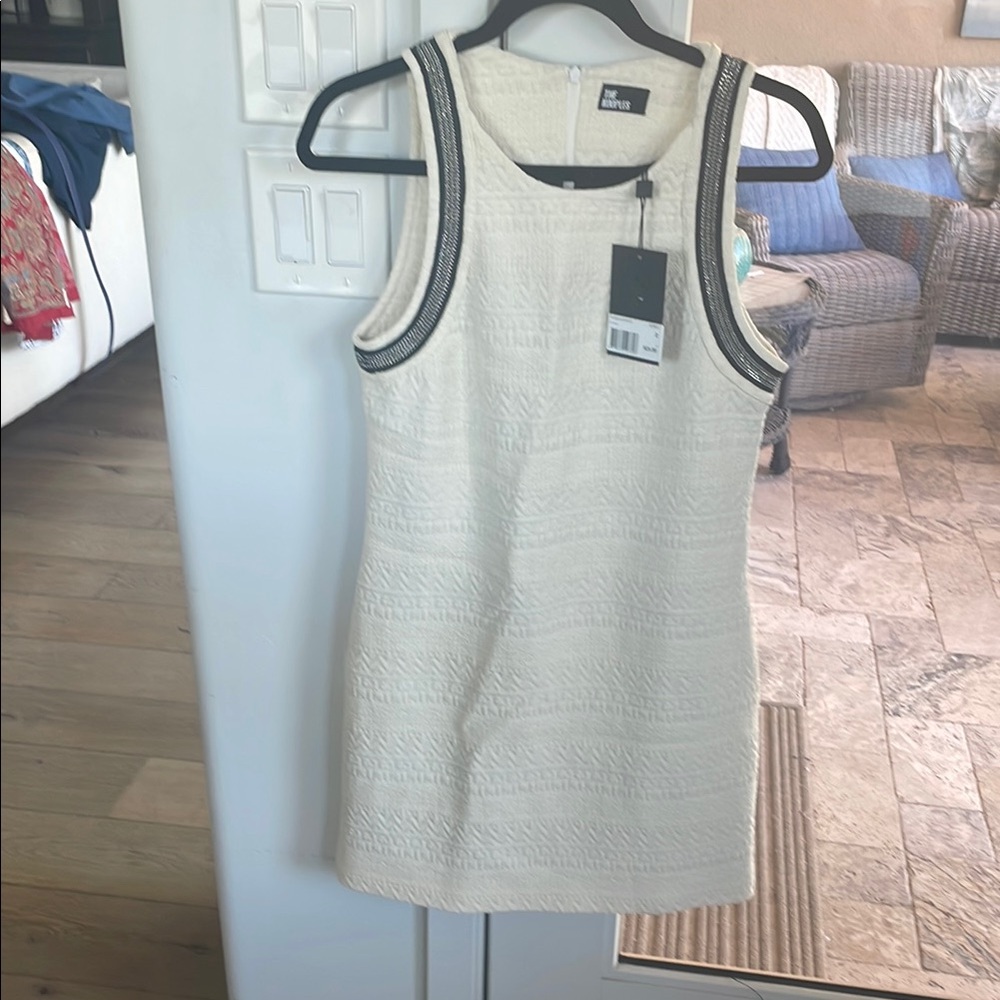 KOOPLES Cream Textured Mini Dress retail 325$. S. 2/4